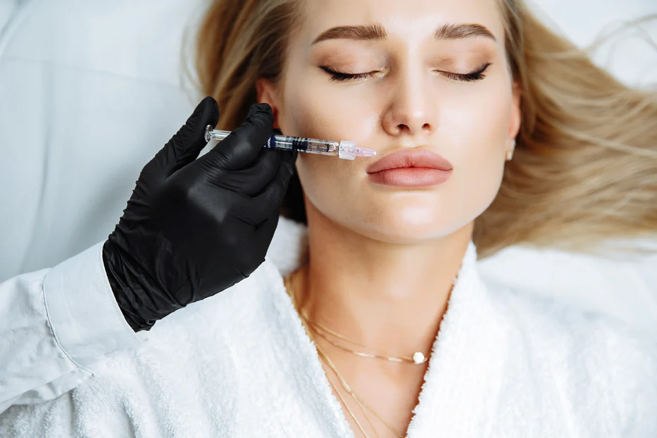 Close-up of natural-looking lip filler results in Oakville