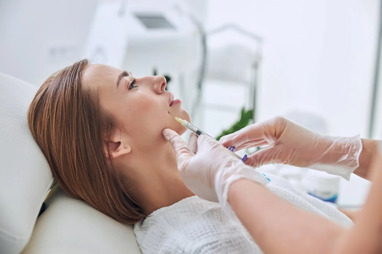 Marionette line filler treatment being performed step by step at an Oakville clinic