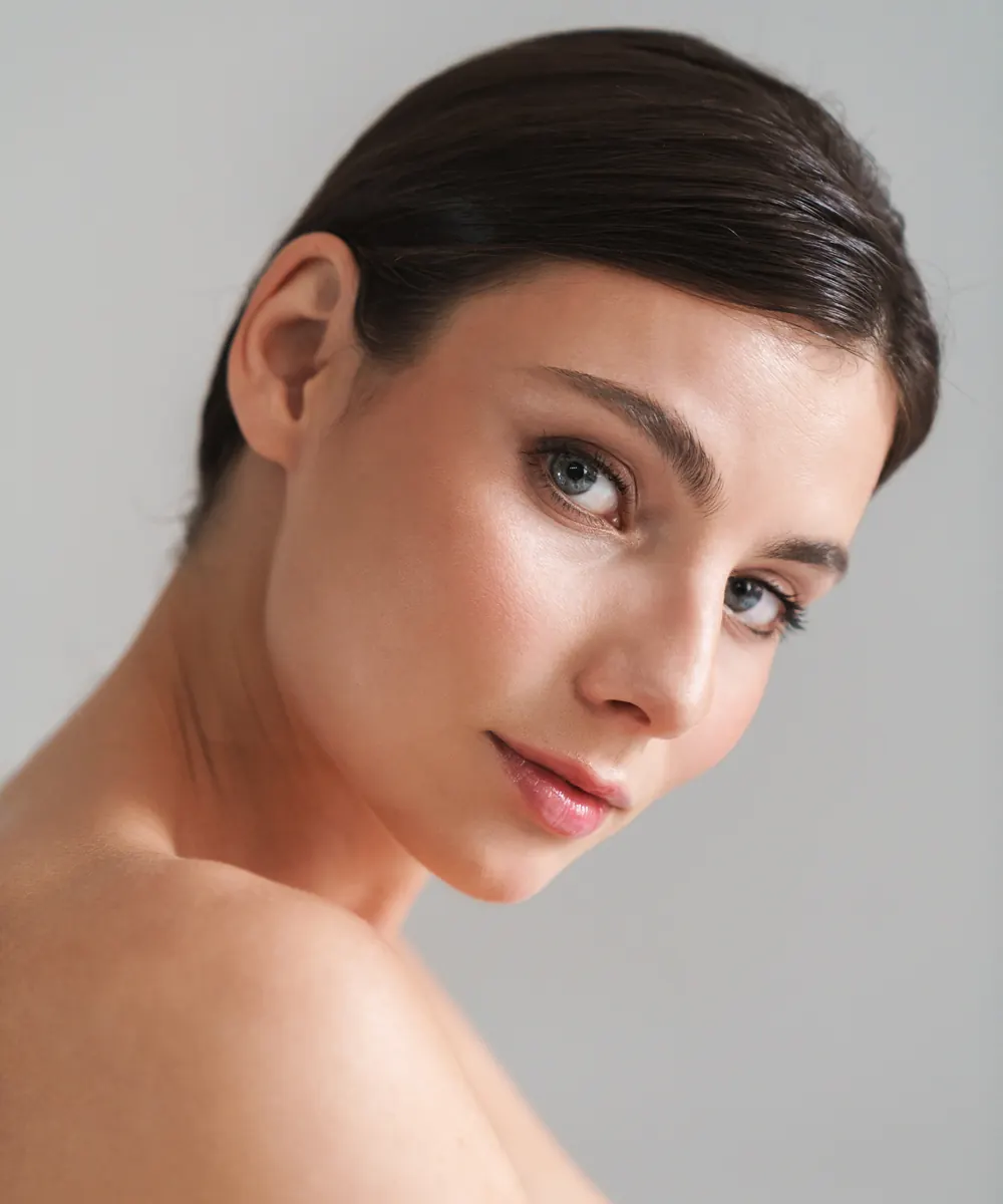 Woman with a smooth, relaxed brow and a calm resting expression