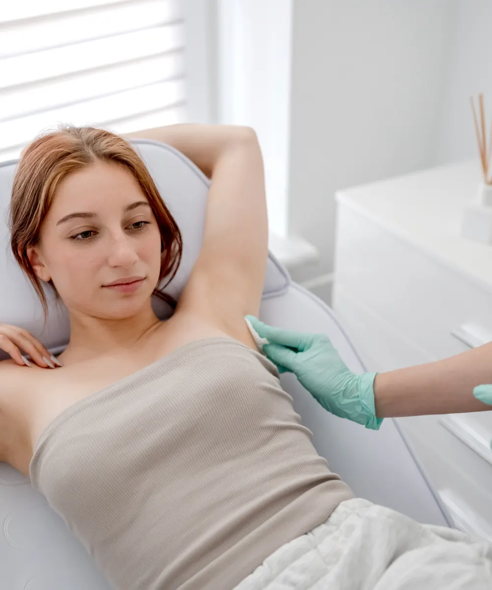 Underarm hyperhidrosis treatment being performed at an Oakville clinic