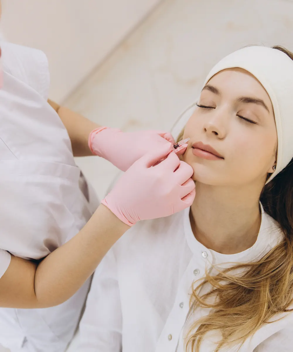 Lip flip treatment being performed at an Oakville clinic